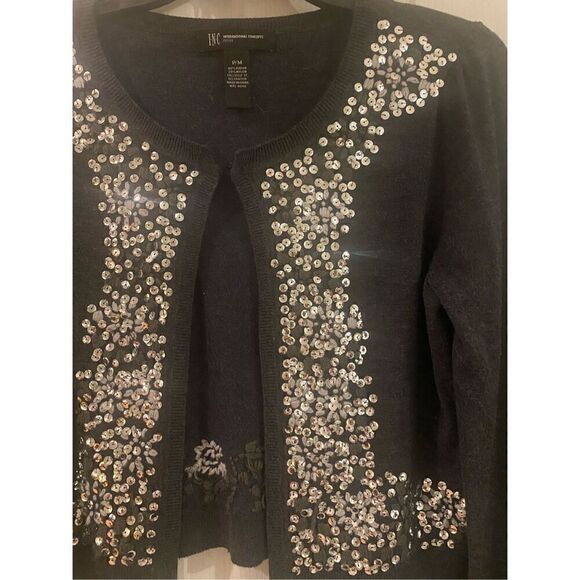 Sequin Open Front Sweater by UNC International Concepts. Size MP - Picture 6 of 8